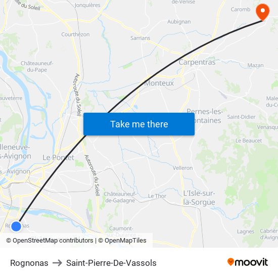 Rognonas to Saint-Pierre-De-Vassols map