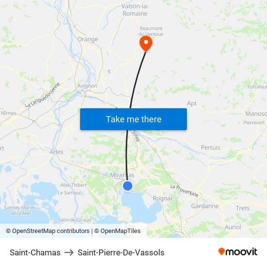 Saint-Chamas to Saint-Pierre-De-Vassols map