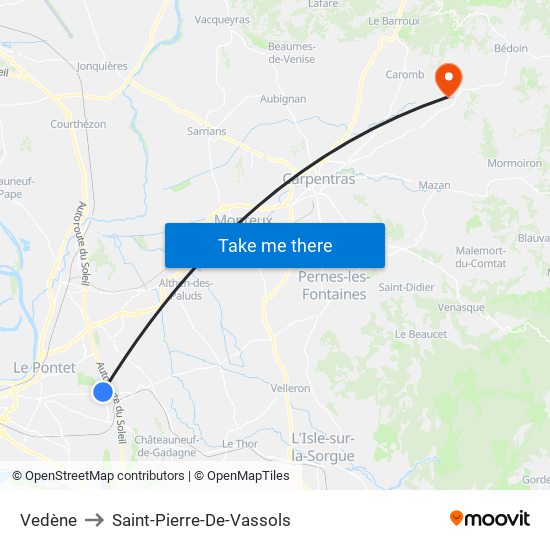 Vedène to Saint-Pierre-De-Vassols map