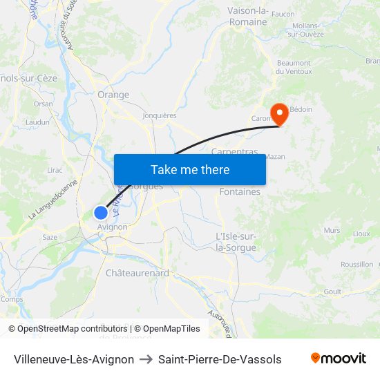 Villeneuve-Lès-Avignon to Saint-Pierre-De-Vassols map
