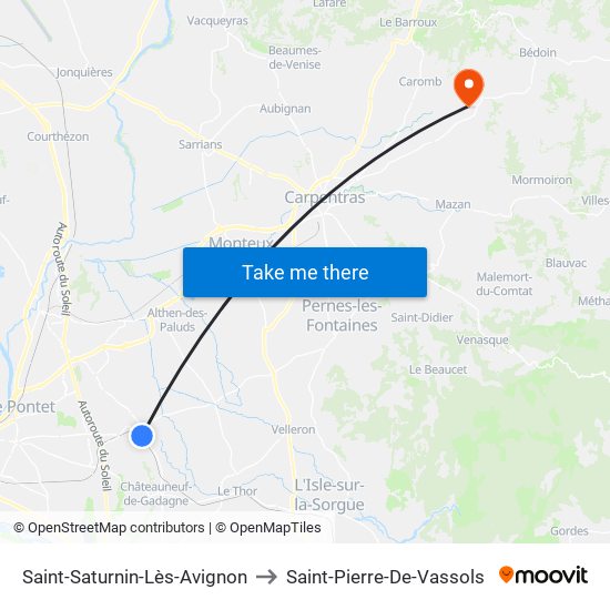 Saint-Saturnin-Lès-Avignon to Saint-Pierre-De-Vassols map