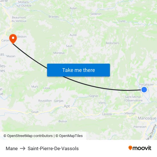 Mane to Saint-Pierre-De-Vassols map