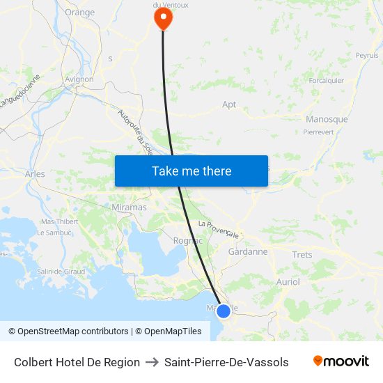 Colbert Hotel De Region to Saint-Pierre-De-Vassols map