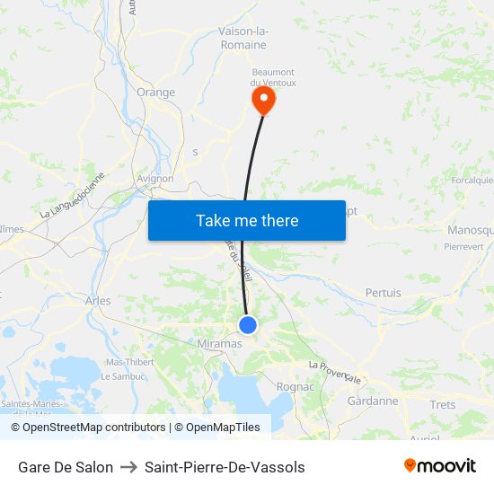Gare De Salon to Saint-Pierre-De-Vassols map