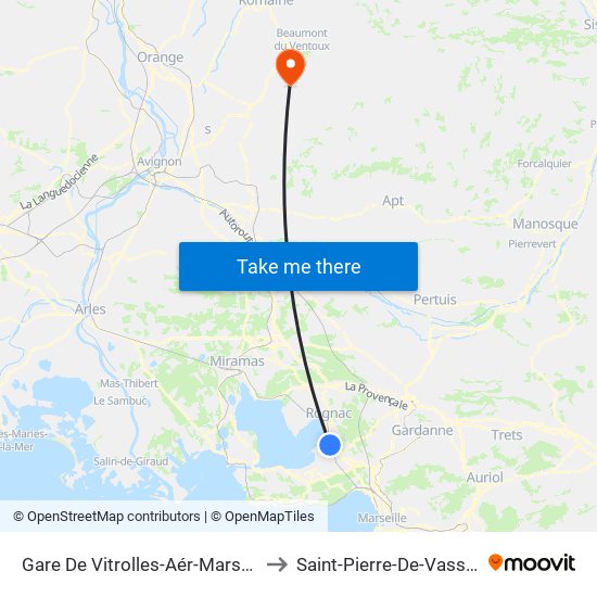 Gare De Vitrolles-Aér-Marseille to Saint-Pierre-De-Vassols map