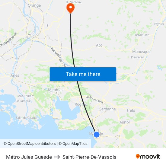 Métro Jules Guesde to Saint-Pierre-De-Vassols map