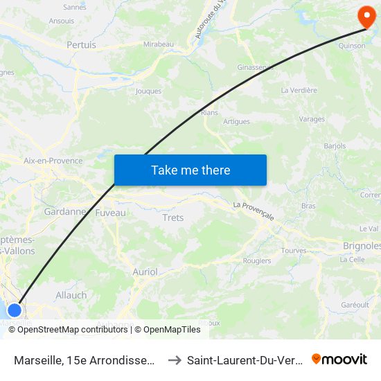 Marseille, 15e Arrondissement to Saint-Laurent-Du-Verdon map