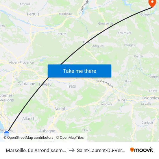 Marseille, 6e Arrondissement to Saint-Laurent-Du-Verdon map