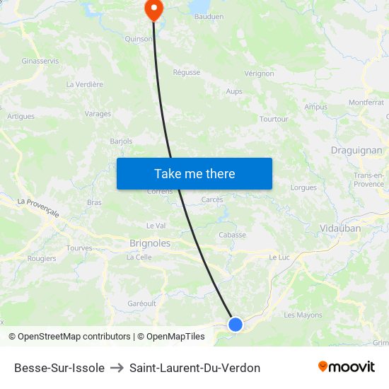 Besse-Sur-Issole to Saint-Laurent-Du-Verdon map