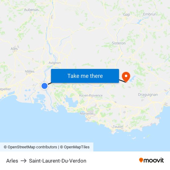 Arles to Saint-Laurent-Du-Verdon map
