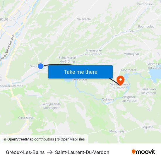 Gréoux-Les-Bains to Saint-Laurent-Du-Verdon map
