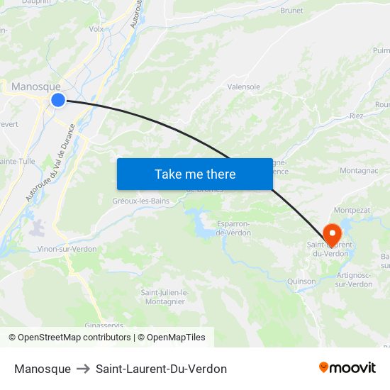 Manosque to Saint-Laurent-Du-Verdon map