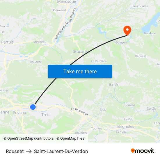 Rousset to Saint-Laurent-Du-Verdon map