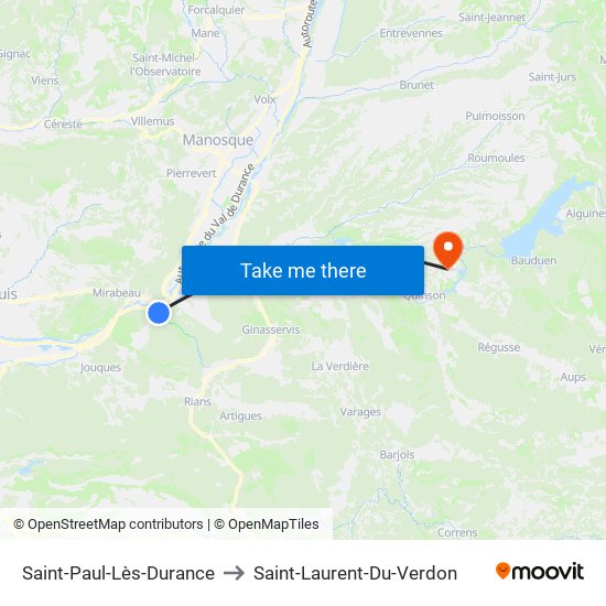 Saint-Paul-Lès-Durance to Saint-Laurent-Du-Verdon map