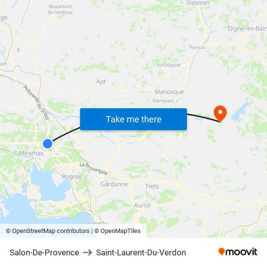 Salon-De-Provence to Saint-Laurent-Du-Verdon map