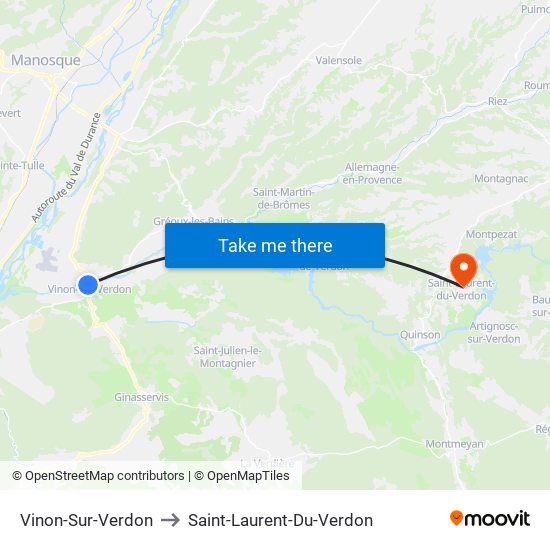 Vinon-Sur-Verdon to Saint-Laurent-Du-Verdon map