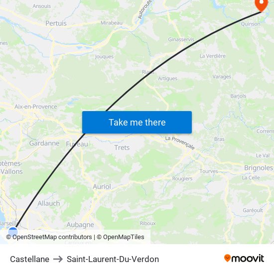 Castellane to Saint-Laurent-Du-Verdon map