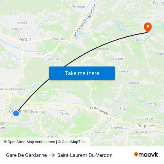 Gare De Gardanne to Saint-Laurent-Du-Verdon map