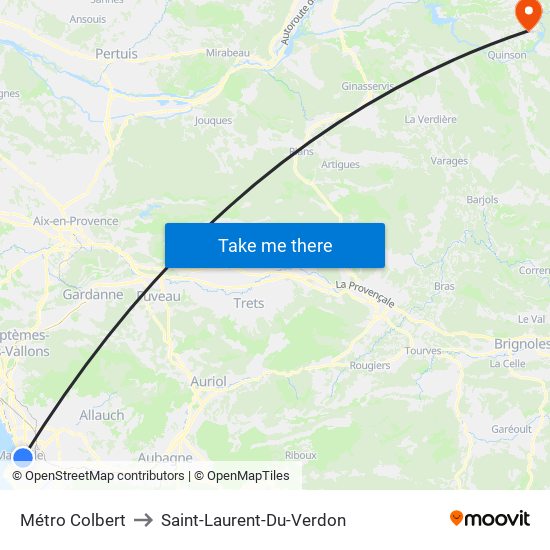 Métro Colbert to Saint-Laurent-Du-Verdon map