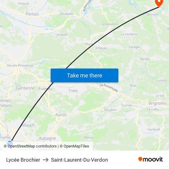 Lycée Brochier to Saint-Laurent-Du-Verdon map