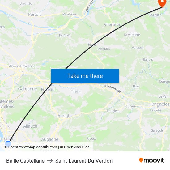 Baille Castellane to Saint-Laurent-Du-Verdon map