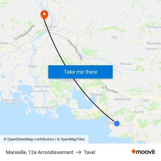 Marseille, 12e Arrondissement to Tavel map