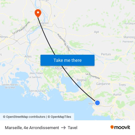 Marseille, 4e Arrondissement to Tavel map