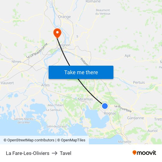 La Fare-Les-Oliviers to Tavel map