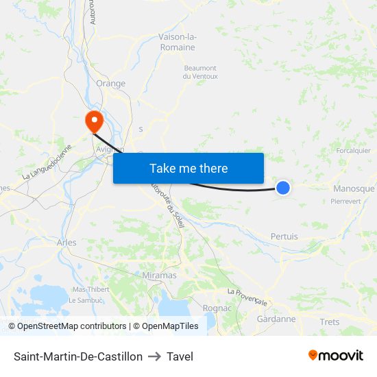 Saint-Martin-De-Castillon to Tavel map