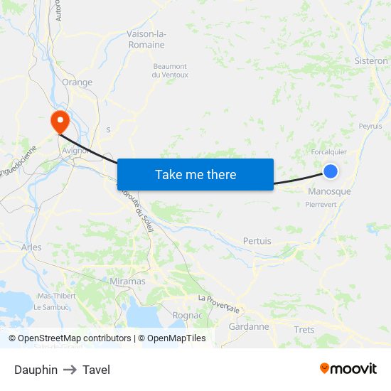 Dauphin to Tavel map