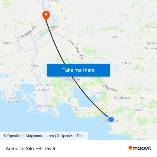 Arenc Le Silo to Tavel map