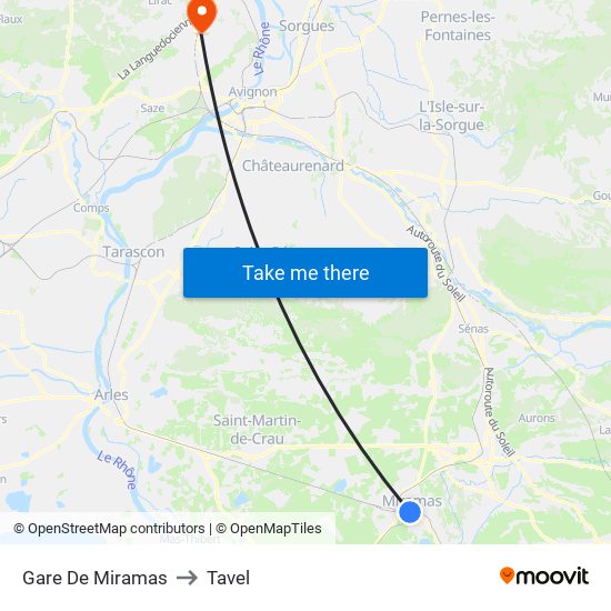 Gare De Miramas to Tavel map