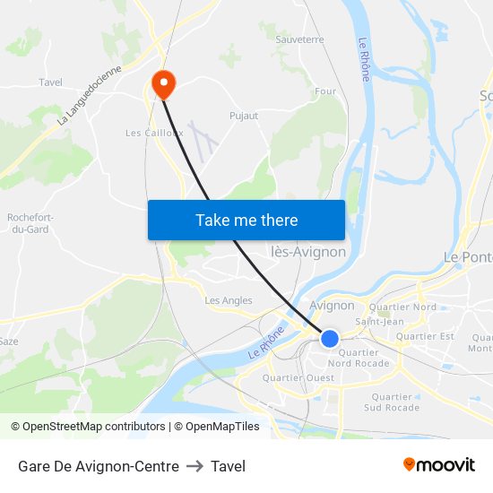 Gare De Avignon-Centre to Tavel map