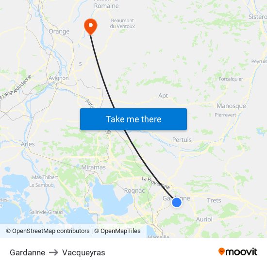 Gardanne to Vacqueyras map
