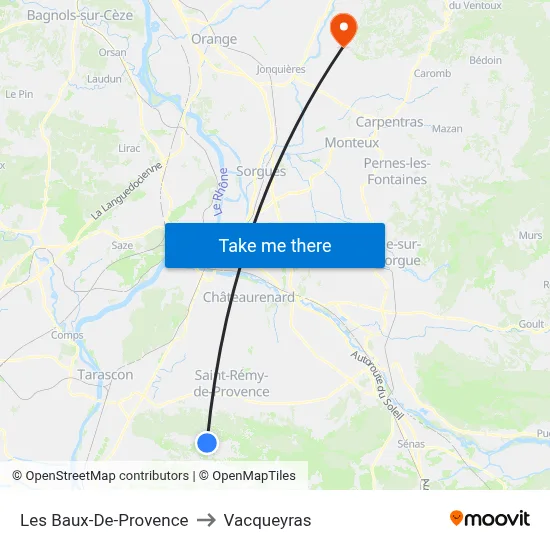 Les Baux-De-Provence to Vacqueyras map