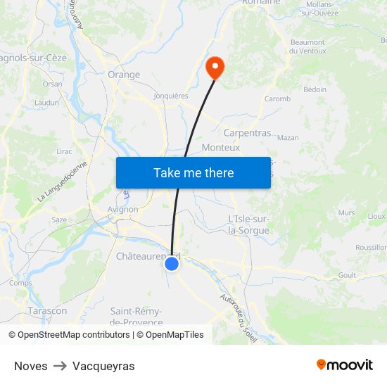 Noves to Vacqueyras map