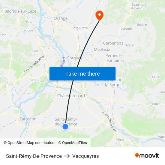 Saint-Rémy-De-Provence to Vacqueyras map