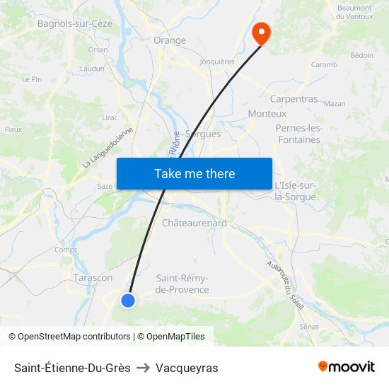 Saint-Étienne-Du-Grès to Vacqueyras map