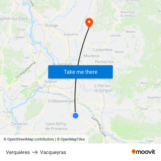 Verquières to Vacqueyras map
