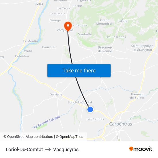 Loriol-Du-Comtat to Vacqueyras map