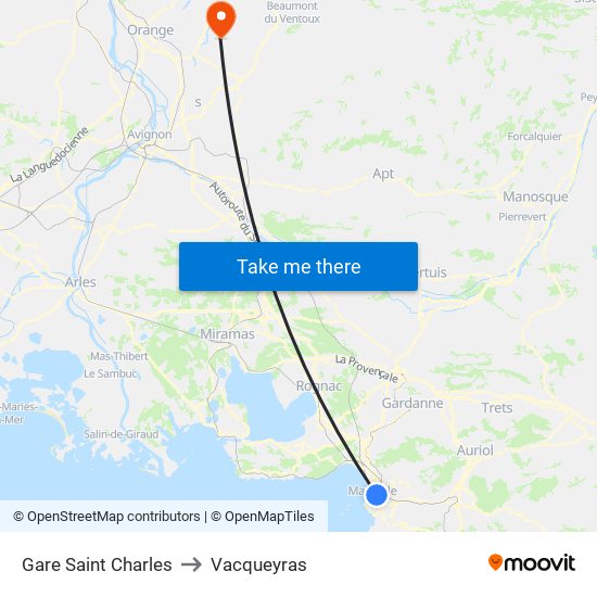 Gare Saint Charles to Vacqueyras map