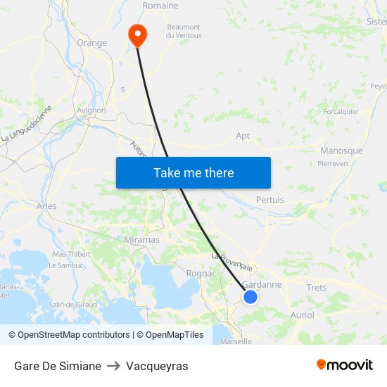 Gare De Simiane to Vacqueyras map