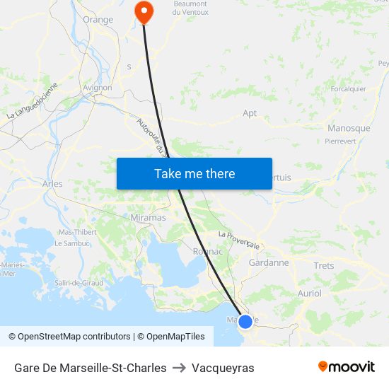 Gare De Marseille-St-Charles to Vacqueyras map