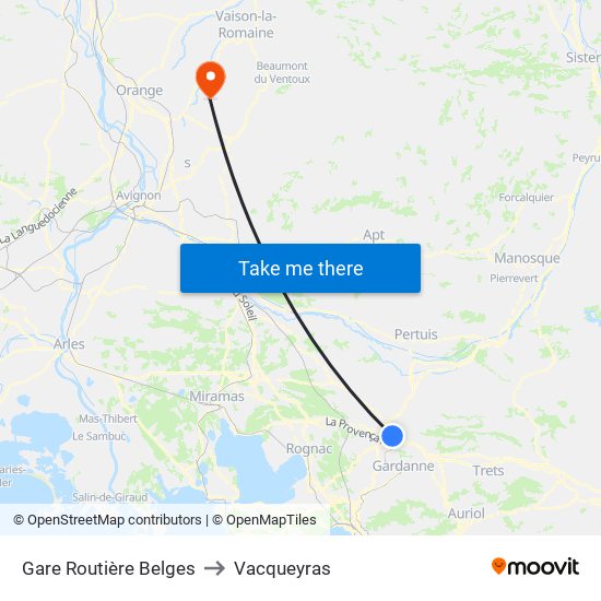 Gare Routière Belges to Vacqueyras map