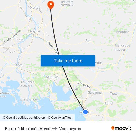 Euroméditerranée Arenc to Vacqueyras map