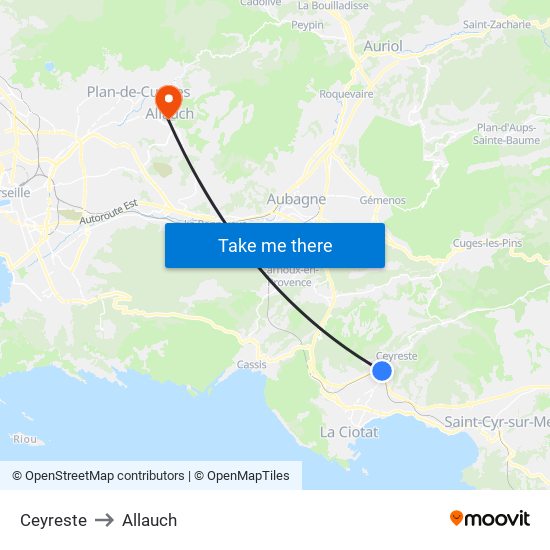 Ceyreste to Allauch map