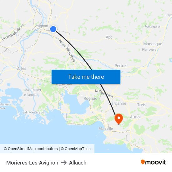 Morières-Lès-Avignon to Allauch map