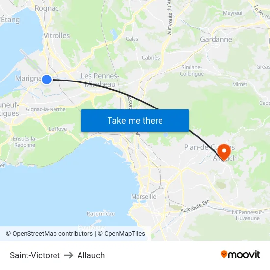 Saint-Victoret to Allauch map