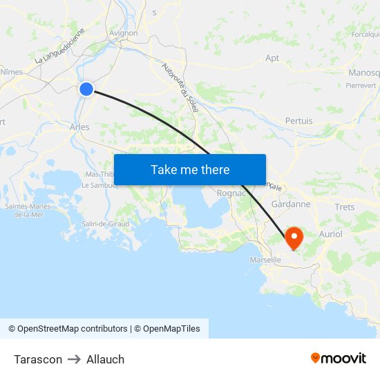 Tarascon to Allauch map