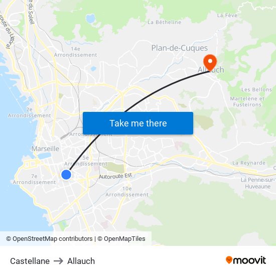 Castellane to Allauch map